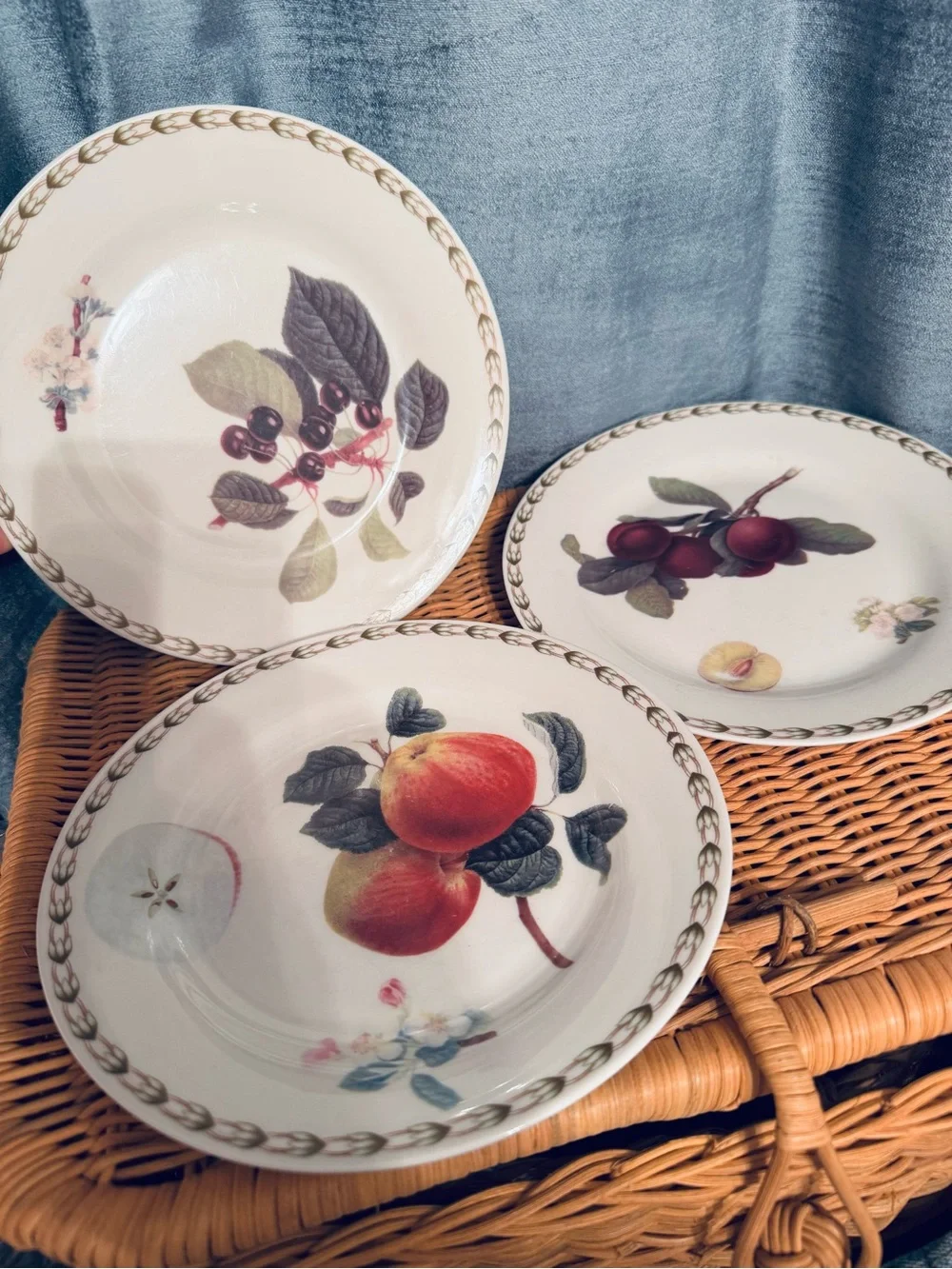 Queens Royal Horticultural Society Hookers Fruit Salad Plates (3) 8-3/8
